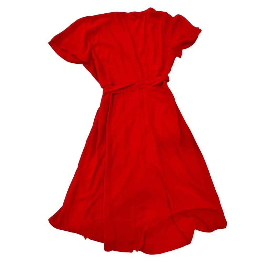 Lulus Red Midi Wrap Dress Women's Large Summer Wedding Guest Romantic Bright - Picture 3 of 16